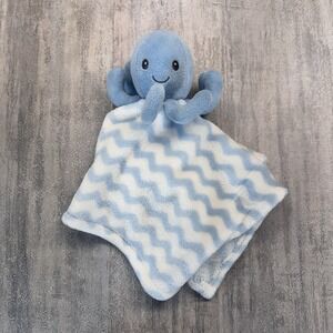 Necessities Tendertyme Blue Stripe Octopus Lovey Security Blanket 13.5" x 13.5"